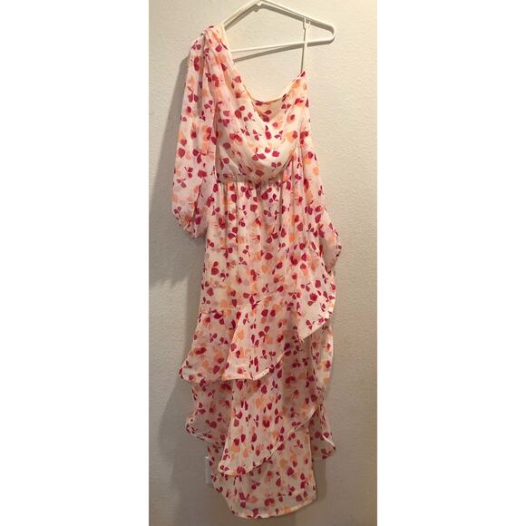 ALEXIS For Target Pink Floral One Shoulder Tiered Ruffle Long Maxi Dress Size L - Picture 3 of 8